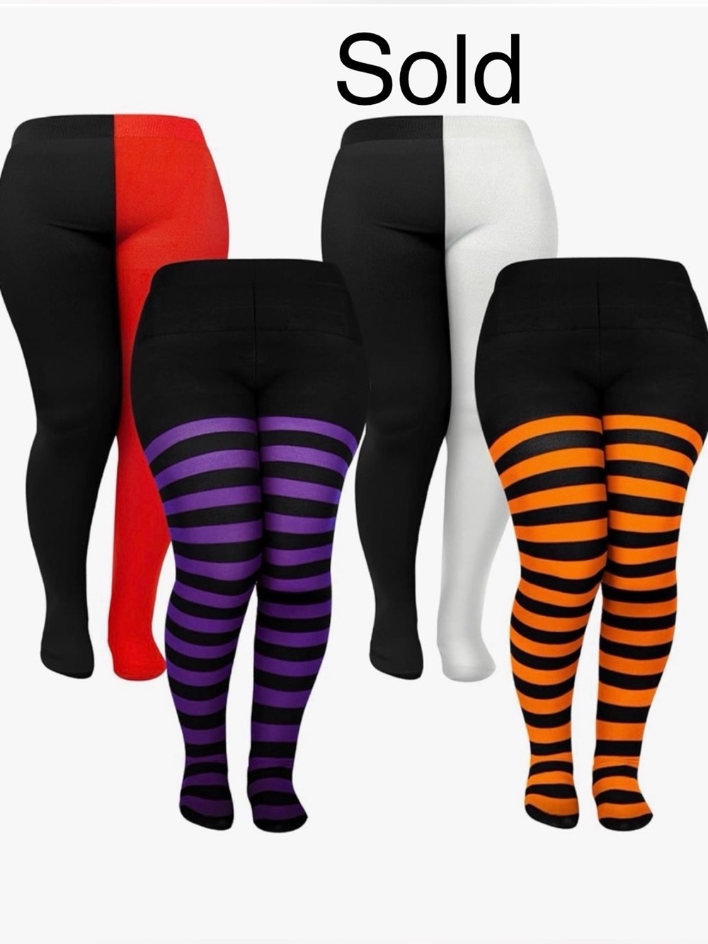 Halloween Plus Size Striped Tights-    Buyers Choice